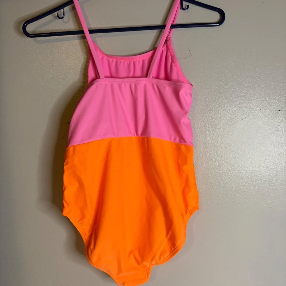 Breaking Waves Girl 16 Neon Pink Orange Colorblock Cutout One Piece Swimsuit